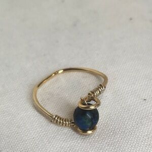 Elegant Gold and Chrysycolla Stone Ring